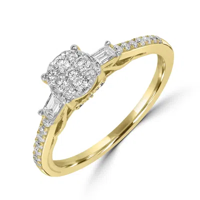 Artisan Women's Gold / White Natural Diamond Pave Designer Band Ring In Gold In Multi