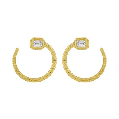 Artisan Women's Gold / White Natural Diamond Round Stud Earrings In 14k Yellow Gold