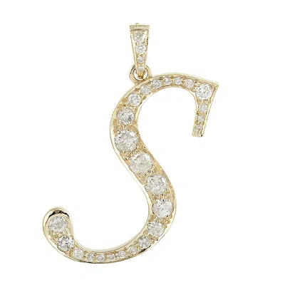 Artisan Women's Gold / White Natural Diamond "s" Initial Alphabet Pendant In Gold In Multi