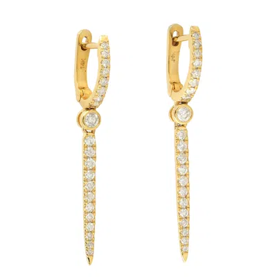Artisan Women's Gold / White Natural Diamond Spike Dangles In 14k Gold