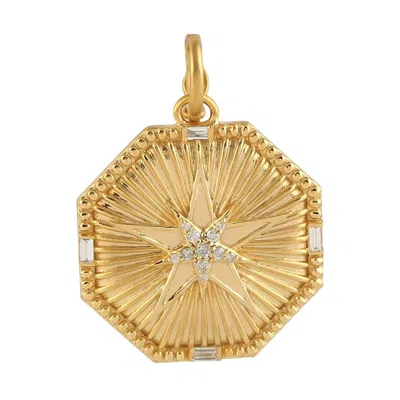 Artisan Women's Gold / White Natural Diamond Start Pendant Yellow Gold Jewelry