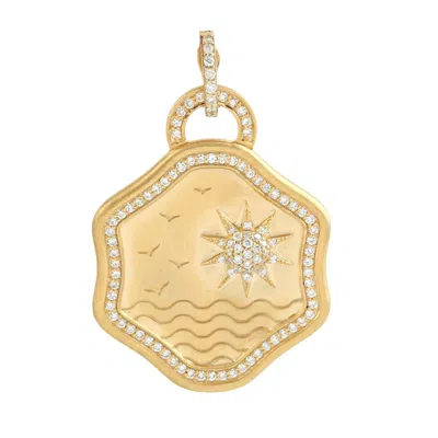 Artisan Women's Gold / White Natural Diamond Sun Light Bird Pendant In Yellow Gold