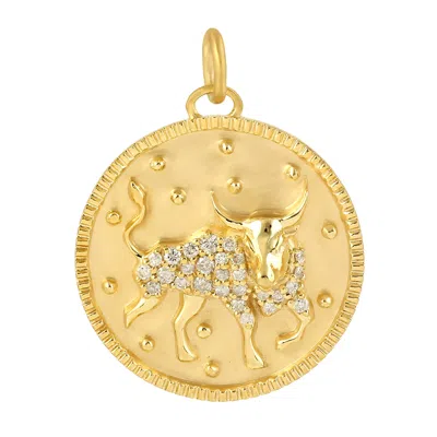 Artisan Women's Gold / White Natural Diamond Taurus Horoscope Pendant In Gold