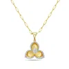 Artisan Women's Gold / White Natural Diamond Three-leaf Flower Pendant In 14k Yellow Gold In Gold