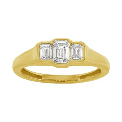Artisan Women's Gold / White Natural Diamond Three Stone Band Ring In Yellow Gold – Elegant Fine Jewelry In Multi