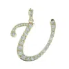 Artisan Women's Gold / White Natural Diamond "u" Initial Alphabet Pendant In Yellow Gold