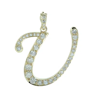 Artisan Women's Gold / White Natural Diamond "u" Initial Alphabet Pendant In Yellow Gold