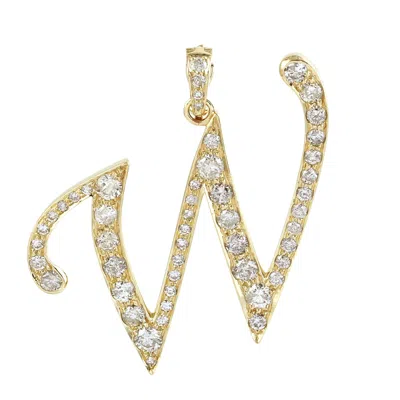 Artisan Women's Gold / White Natural Diamond "w" Initial Alphabet Pendant In Yellow Gold