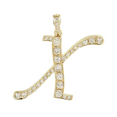 Artisan Women's Gold / White Natural Diamond "x" Initial Alphabet Pendant In Yellow Gold