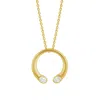 Artisan Women's Gold / White Open Circle Horseshoe Necklace With Diamonds In 14k Yellow Gold In Multi