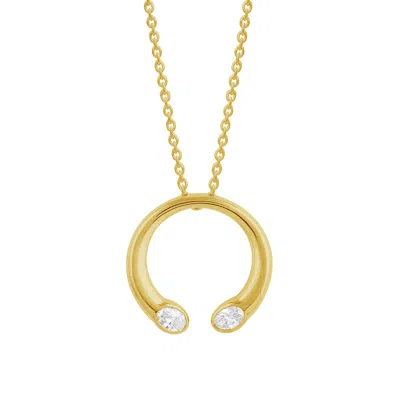 Artisan Women's Gold / White Open Circle Horseshoe Necklace With Diamonds In 14k Yellow Gold In Multi
