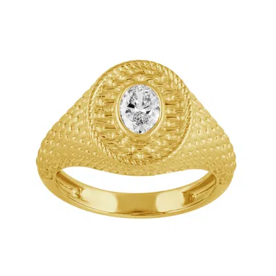 Artisan Women's Gold / White Oval Cut Diamond Basket Design Band Ring In 14kt Gold In Multi