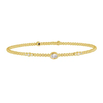 Artisan Women's Gold / White Oval Cut Diamond Designer Bangle In 14k Yellow Gold In Multi