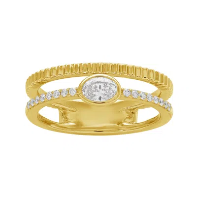 Artisan Women's Gold / White Oval Cut Diamond Double Modern Band Ring In 14kt Yellow Gold In Multi
