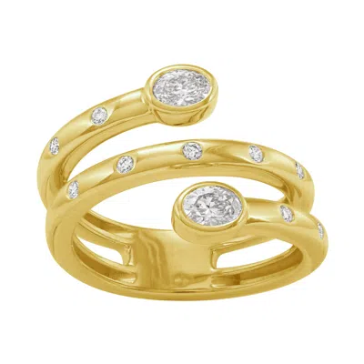 Artisan Women's Gold / White Oval Cut Diamond Handmade Spiral Ring In Yellow Gold