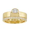 Artisan Women's Gold / White Oval Diamond Bezel Set Wide Band Ring In 14kt Yellow Gold With Pave In Multi