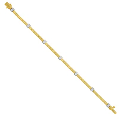 Artisan Women's Gold / White Oval Diamond Fixed And Flexible Bracelet In Yellow & Gold