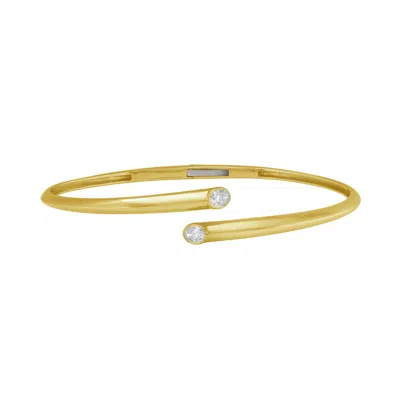 Artisan Women's Gold / White Oval Shape Bezel Set Diamond Cuff Bracelet In Yellow Gold – Elegant Everyday Fi In Multi