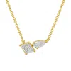 Artisan Women's Gold / White Pear & Emerald Cut Diamond Two-stone Necklace In 14k Gold – Fine Chain Jewelry In Gold