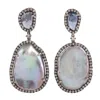 Artisan Women's Gold / White / Pink 14k Yellow Gold With Diamond & Pearl Sapphire Dangle Earrings