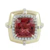 Artisan Women's Gold / White / Pink Pink Tourmaline Gemstone Pave Diamond Cocktail Ring In Yellow Gold