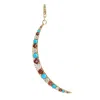 Artisan Women's Gold / White Pink Tourmaline & Turquoise Pave Diamond Crescent Moon Pendant In Gold