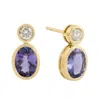 Artisan Women's Gold / White / Purple Statement Earrings With Natural Tanzanite & Diamonds In 18k Gold In Multi