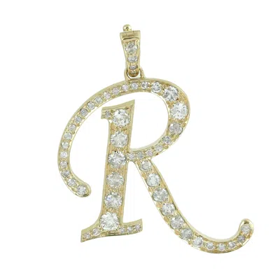 Artisan Women's Gold / White "r" Initial Alphabet Pendant Natural Diamond In Yellow Gold In Multi