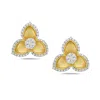Artisan Women's Gold / White Statement Diamond Flower Earrings In 14k Yellow Gold In Gold
