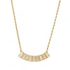 Artisan Women's Gold / White Tapered Baguette Cut Diamond Chain Pendant Necklace In 14kt Gold In Gold