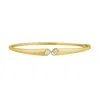 Artisan Women's Gold / White Twin Emerald-cut Diamond Open Bypass Bangle In 14k Yellow Gold In Gold