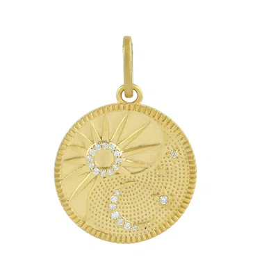 Artisan Women's Gold / White Yellow Gold Sun Moon & Star Pendant With Natural Diamond