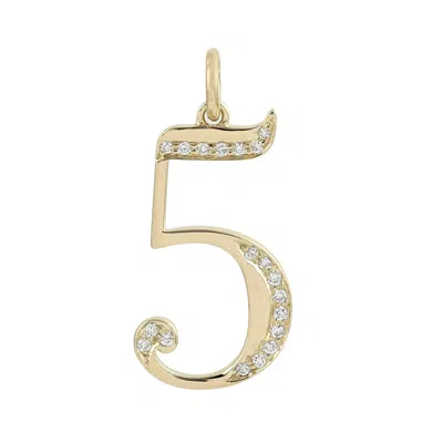 Artisan Women's Gold / White Yellow Gold With Natural Diamond "5" Initial Letter Pendant