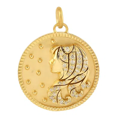 Artisan Women's Gold / Yellow 14k Yellow Gold Diamond Virgo Zodiac Medallion Pendant