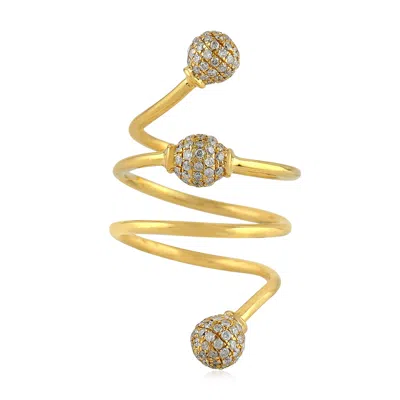 Artisan Women's Gold / Yellow 18k Yellow Gold Diamond Pave Spiral Wrap Ring