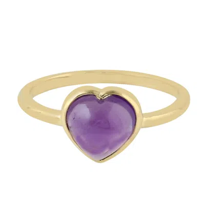 Artisan Women's Gold / Yellow 18k Yellow Gold Heart Ring With Amethyst Gemstone
