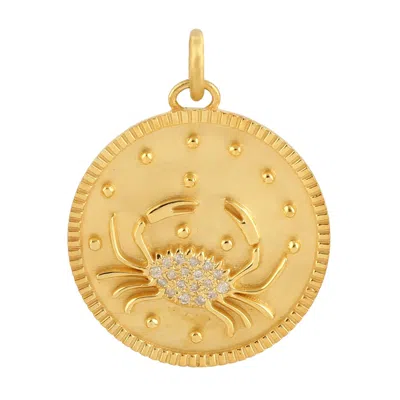 Artisan Women's Gold / Yellow Natural Diamond Cancer Zodiac Pendant In 14k Gold