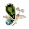 Artisan Women's Green Tourmaline & Aquamarine Pink Sapphire Pave Diamond Butterfly Ring In Gold