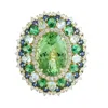 Artisan Women's Green Tourmaline & Multi Gemstone Prong Diamond Cocktail Ring In Gold