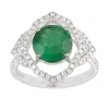 Artisan Women's Green / White Designer Diamond & Emerald Cocktail Ring In White Gold In Green