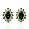 Artisan Women's Green / White Designer Green Tourmaline Diamond Stud Earrings In 18k White Gold In Green