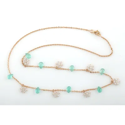 Artisan Women's Green / White / Gold Emerald & Diamond Beaded Choker Necklace In 18k Yellow Gold In Multi