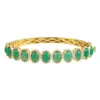 Artisan Women's Green / White / Gold Emerald Gemstone & Pave Diamond Designer Bangle In 18k Gold In Multi