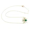 Artisan Women's Green / White / Gold Natural Emerald & Diamond Bumble Bee Choker Necklace In Gold
