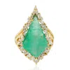 Artisan Women's Green / White / Gold Natural Emerald & Rose Cut Diamond Cocktail Ring In Yellow Gold In Green