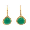 Artisan Women's Green / White / Gold Pear Cut Chrysoprase & Diamond Ear Hook Earrings In Gold