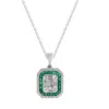 Artisan Women's Green / White Illusion-set Emerald & Diamond Pendant In 18k White Gold In Gray
