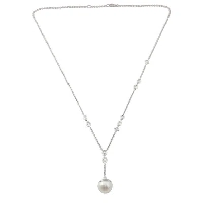 Artisan Women's Large South Sea Pearl & Diamond Drop Necklace In 18k White Gold In Metallic