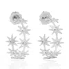 Artisan Women's Luxury Star-design Diamond Hoop Earrings In 18k White Gold In Metallic