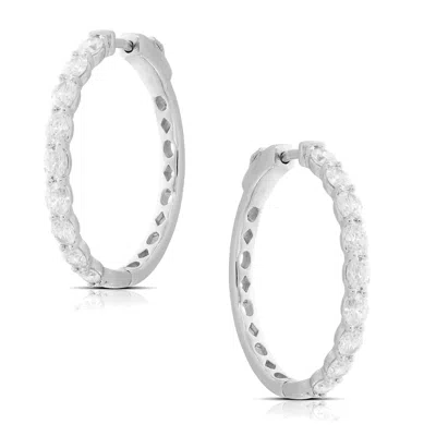 Artisan Women's Marquise Cut Diamond Hoop Earrings In White Gold